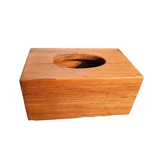 Vintage Wood Tissue Box Cover Facial Square Rustic Wooden Rectangular Dispenser