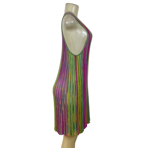 Abito donna multicolore a righe acriliche in maglia senza maniche pratica quotidiana taglia XL - Foto 2 di 6