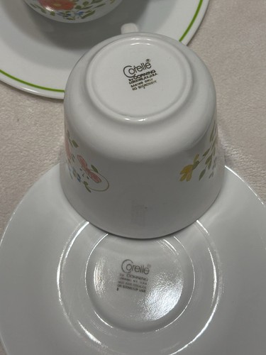 SET OF SIX CORELLE SPRING MEADOW COFFEE/TEA CUPS With Saucers - 第 4/4 張圖片