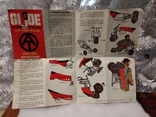 Vintage 1972 - 1975 Hasbro GI Joe, Adventure Team Drag Bike Paperwork Ex Cond.