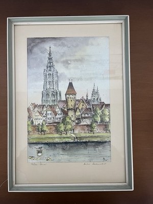 Darstellung von ''Ulm an der Donau'', signiert und datiert auf das Jahr 1961.
