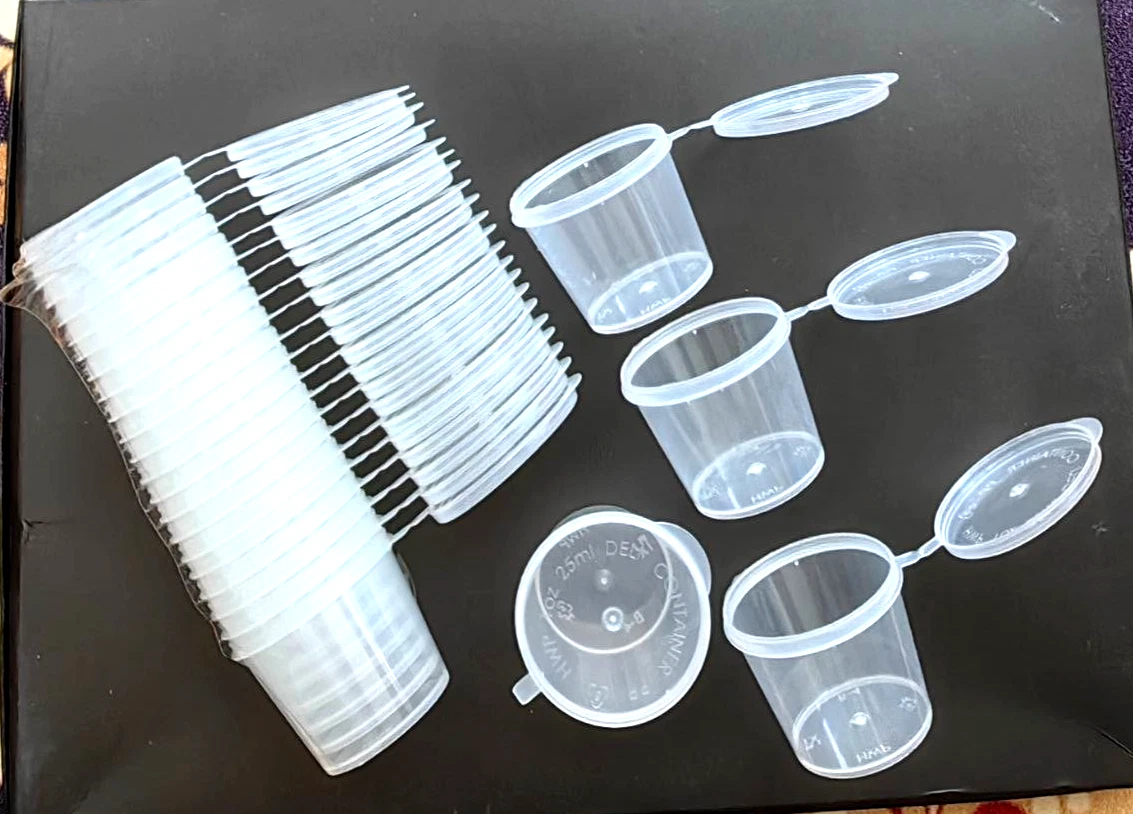 1oz Round food containers Clear Plastic Storage Tubs with Lids Sauce Dip 25 Pcs