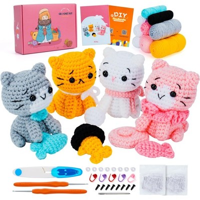 Häkelset für Anfänger Katze Tier Sets komplett bunt 