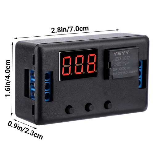 12 Volt Timer Relay, 0.1s to 999min 50mA 4-Mode On-Off Automotive Digital Del... - Picture 2 of 7