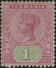 Australia Tasmania Queen Victoria 1s rose & green stamp SG 221 mint