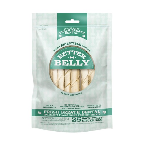 Fresh Breath Dental ,Highly Digestible Rawhide for Dogs, 25 Count