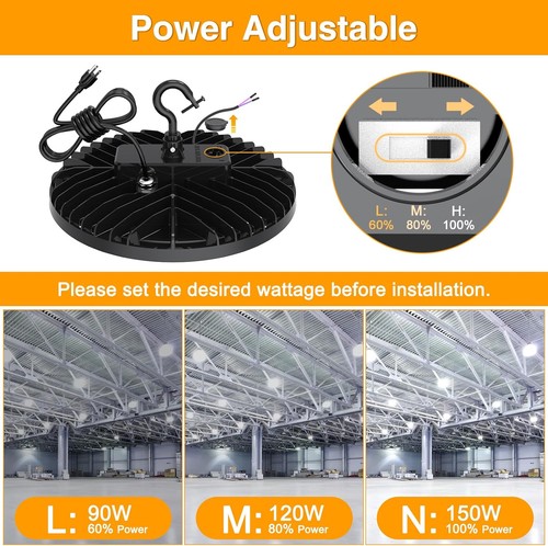 150W UFO LED High Bay Lights Warehouse Commercial Gym Shop Lighting 3000K-5000K - Picture 6 of 12