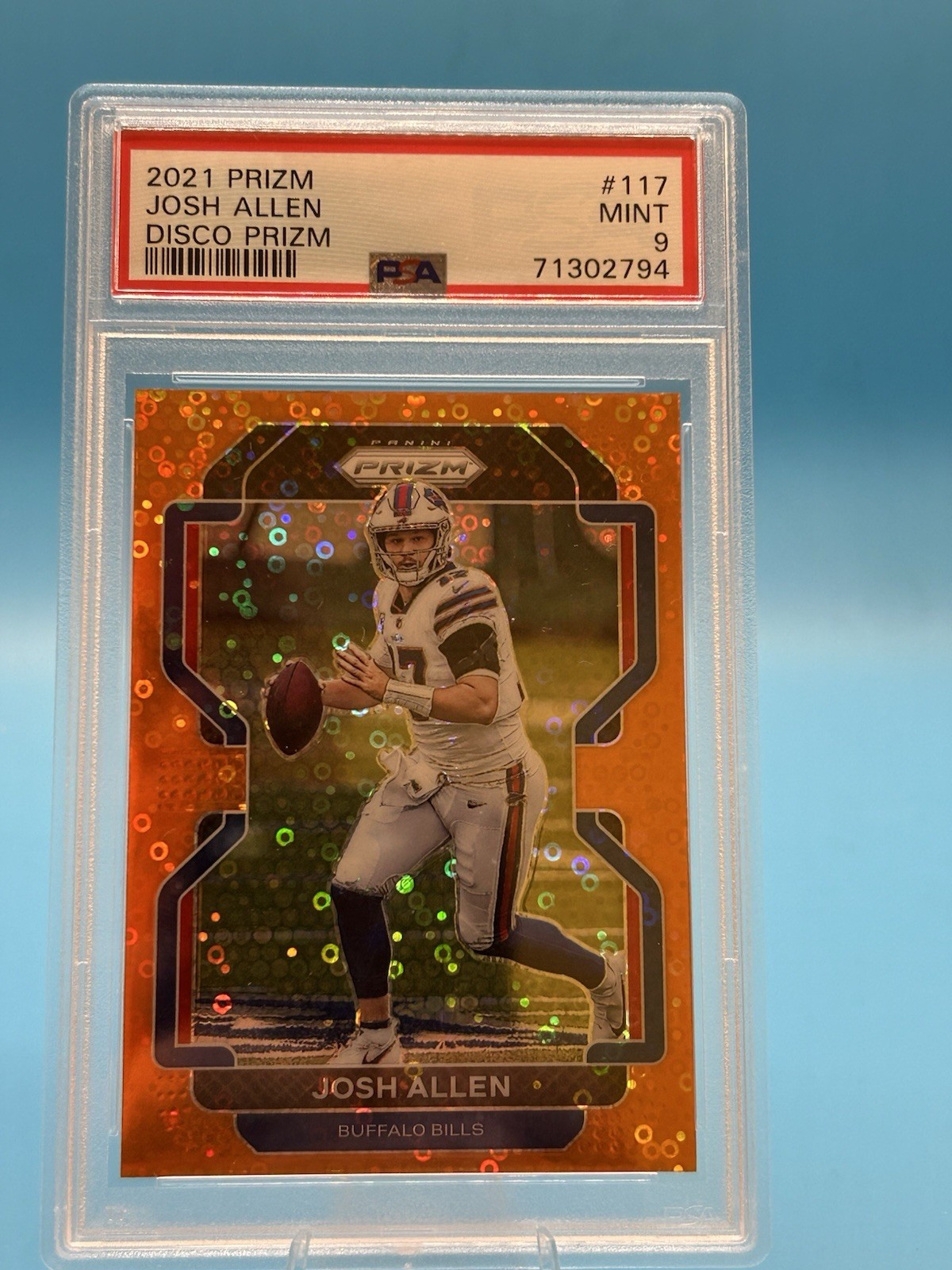 2021 Prizm Josh Allen Orange Disco Prizm  PSA 9 MINT Buffalo Bills #117 view 20