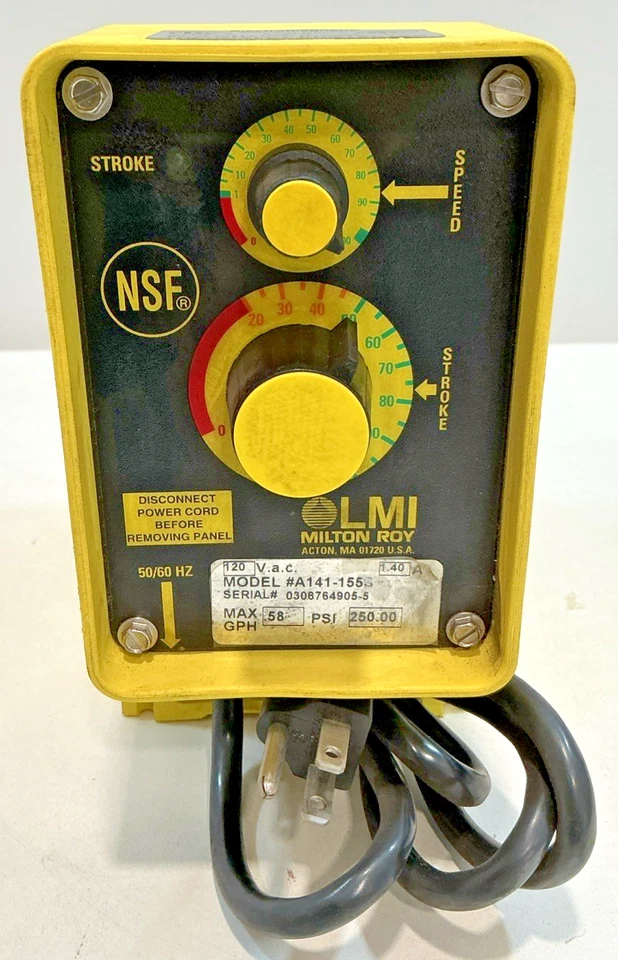 Bomba dosificadora química LMI Milton Roy A141-155S 0,58 gph 120 V 250 PSI Foto 3 de 4