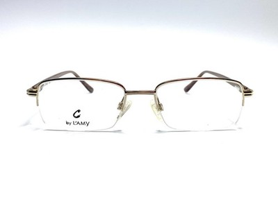 New C By LAMY Silver Half Rim Rectangular Glasses CYCBL602 C01 52 18 140