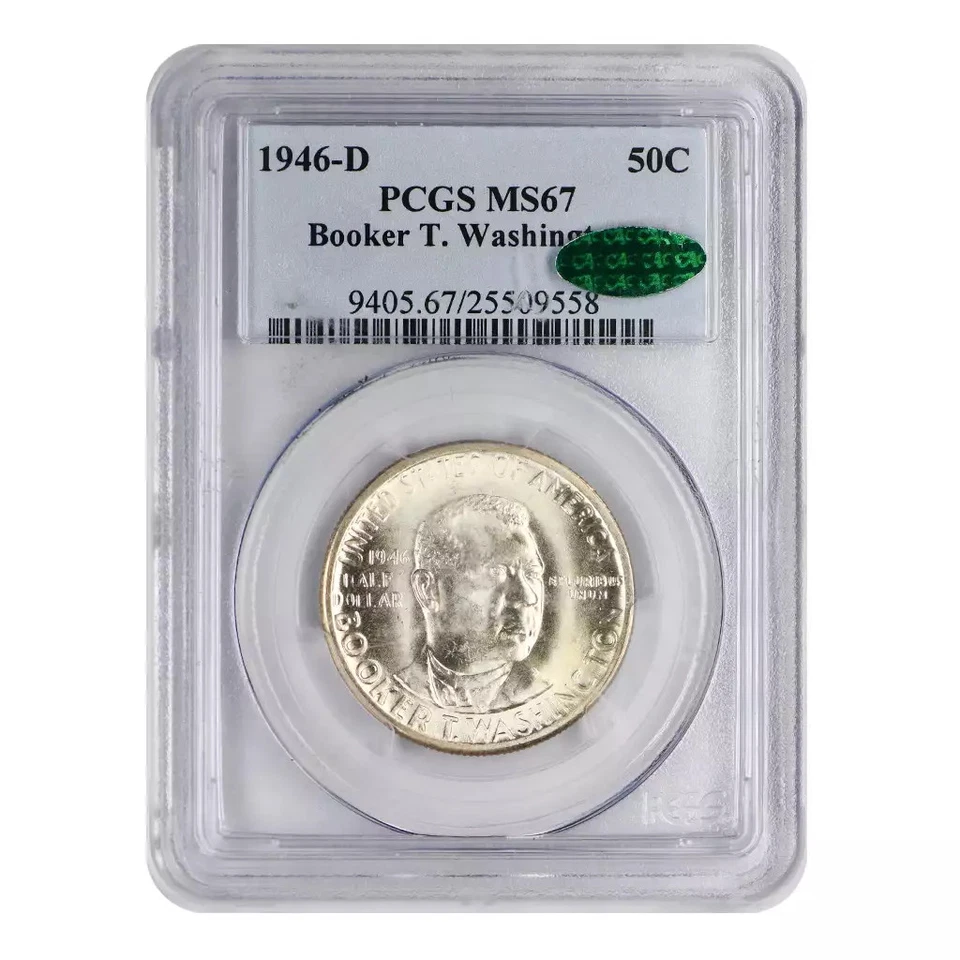 1946-D Booker T. Washington Commemorative Silver Half Dollar PCGS MS-67 CAC - Image 3 of 4