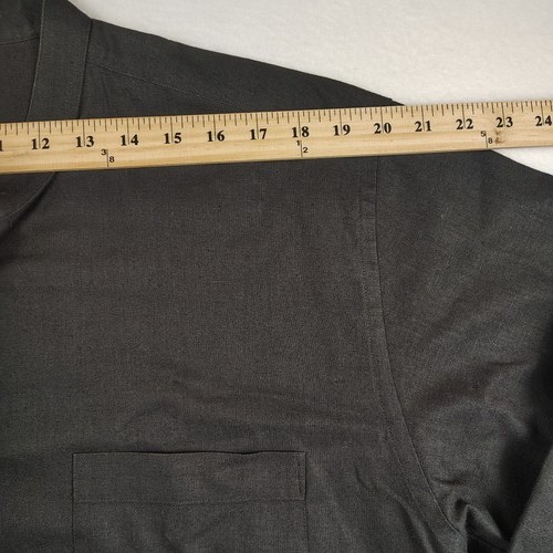 Alfani Shirt Mens 16.5 32-33 Black Linen Cotton Blend Band Collar Long Sleeve - Picture 6 of 7