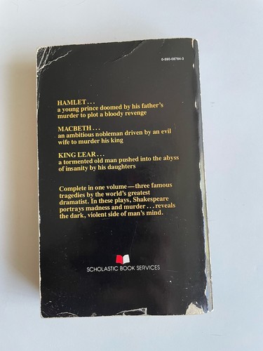 Hamlet Macbeth King Lear Shakespeare Tragedies Vintage Paperback 1970 Scholastic - Picture 3 of 4