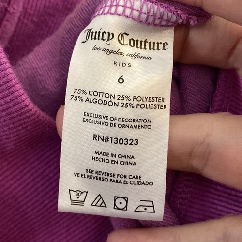 Youth girls purple Juicy Couture full zip hoodie size 6 gold embroidery - Picture 7 of 9