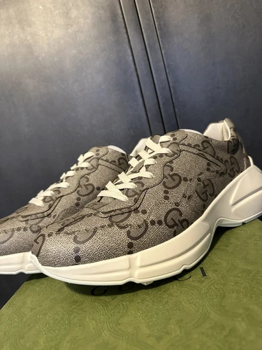 Gucci Rhyton Men’s Trainers Sneakers GG Print Beige Size 12.5UK/13.5US