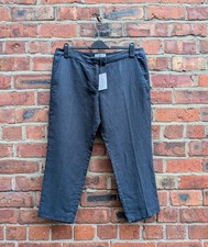 Isabel Marant Etoile Linen Rich Navy Cropped Trousers Womens Size UK 16 EU 44