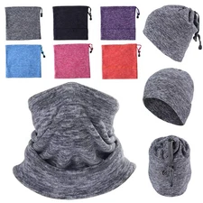 Winter Neck Warmer Gaiter Windproof Ski Face Mask Drawstring Scarf for Men Women