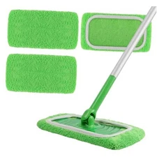 Reusable 100% Coral Fleece Mop Pads Compatible with Swiffer A-green 3 Pack