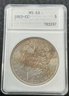 1883-cc Ms-63 Ana Old Holder Morgan Silver Dollar Monster Reverse Toner