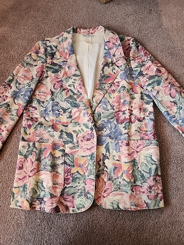Willow Ridge Vintage Blazer Jacket Womens Sz 12 One Button Front Floral - Picture 2 of 4