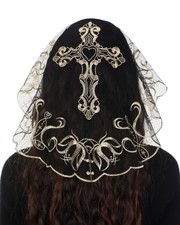 Church Round Lace Veil Grapevine Pattern Lace Prayer Veil Religious Headwear