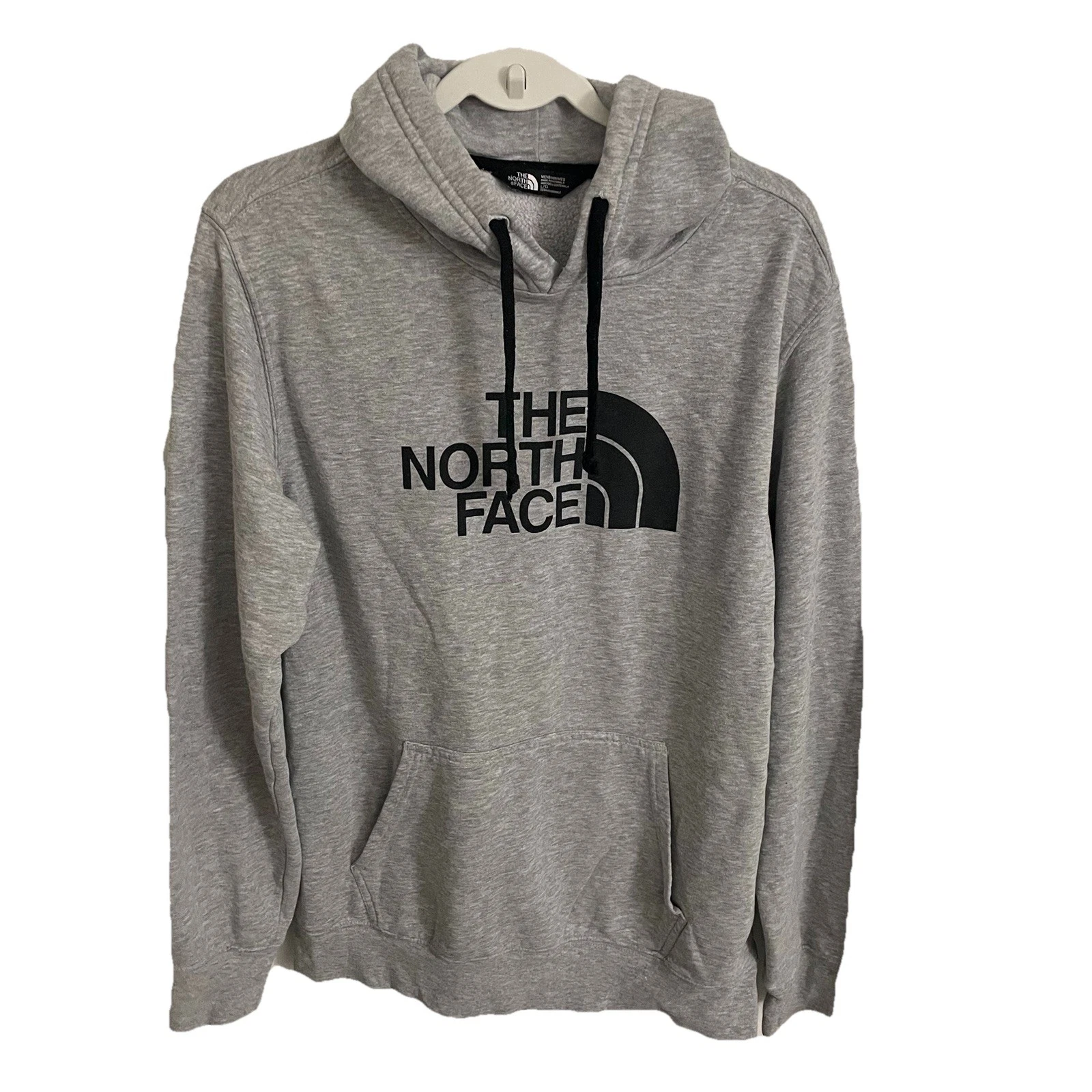 The North Face Sweater Mens Large Gray Logo Hoodie Pullover Outdoor Hiking