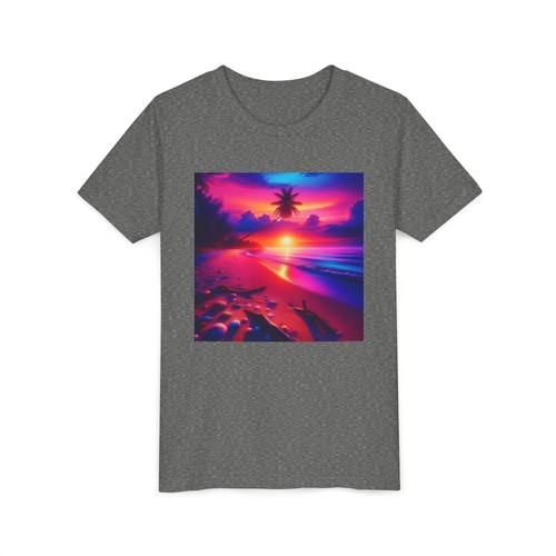 Kids Beach Sunset Tee, Children Colorful T-Shirt Summer Ocean Top, Youth Bright - Picture 12 of 33
