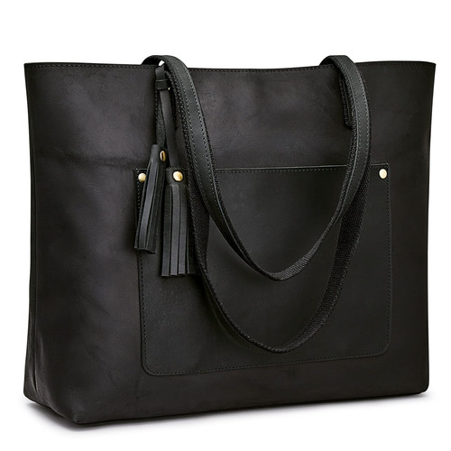 Women Vintage Genuine Leather Shoulder Tote Bag Large Work Handbag Purse