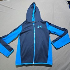 Under Armour Boys ColdGear Full Zip Hoodie Blue Fleece Jacket youth large