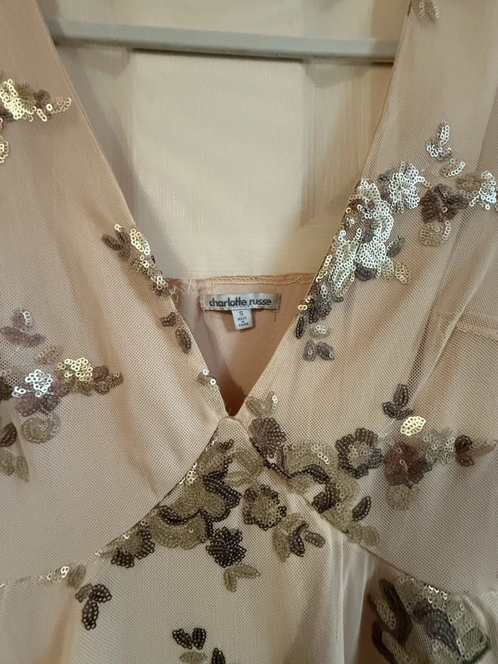 Vestido transparente Charlotte Russe pequeño manga larga para mujer Foto 2 de 4