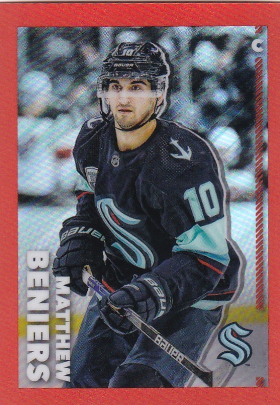 2022-23 Topps Chrome NHL ORANGE REFRACTOR  Sticker #424 MATTHEW BENIERS /25 MADE