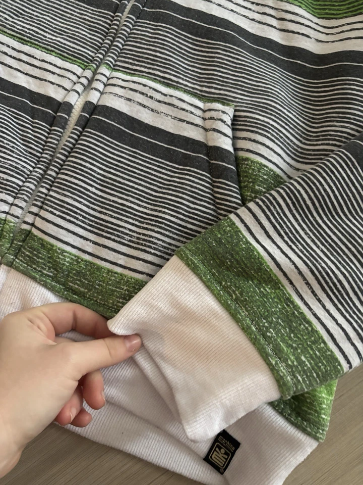 Abrigo Chaqueta Hombre XL Piel A Rayas Aislada Grunge Patinador Verde Cremallera Y2K Foto 2 de 3