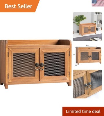 Elegant Small Wood Storage Cabinet with Magnetic Lock   14.5 x 6.5 x 10 Inches