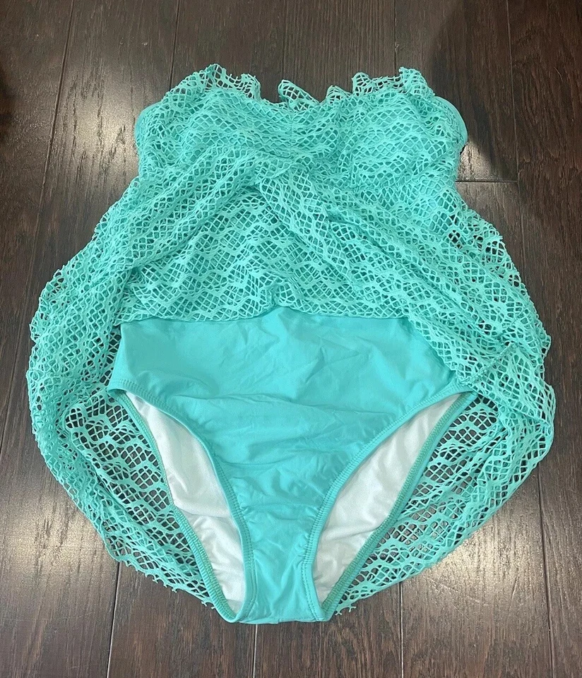 Traje de baño Nautica Absolutely Shore copa suave bandeau turquesa mujer talla 6 NUEVO Foto 3 de 4