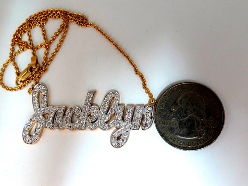 1.50ct natural diamonds Jacklyn Name plate necklace 14 Karat - 第 2/3 張圖片