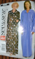 Butterick See Sew 3696 2 STYLE FLOOR LENGTH PULLOVER ROBE Sz XS-S-M-L-XL Uncut