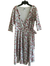 Unique Vintage Watermelon Wrap V-neck Midi Dress Pinup Size Large New Rockabilly