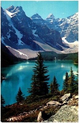Lake Moraine Valley Of Ten Peaks Canadian Snow Covered Rockies Postcard #90626
