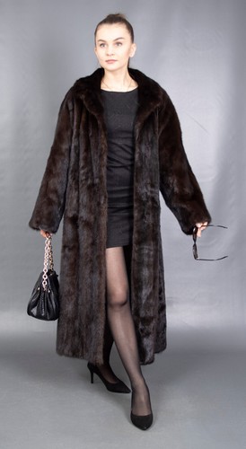 587 GORGEOUS REAL MINK COAT LUXURY FUR SWINGER VERY LONG BEAUTIFUL LOOK SIZE M