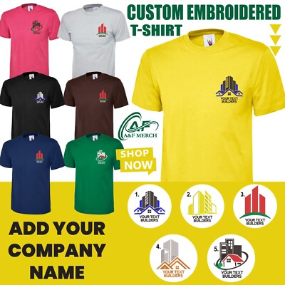Personalisiertes individuell besticktes T-Shirt Ihr Firmenname Bauherr Bau