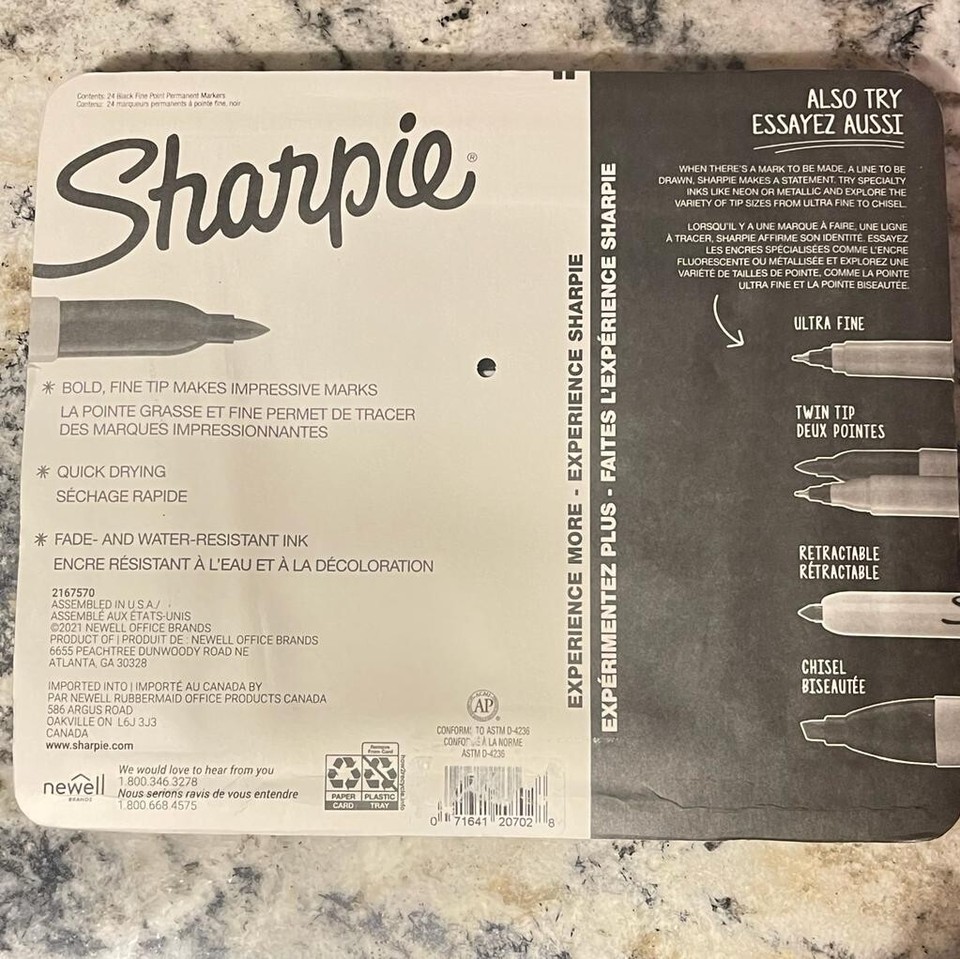 Sharpie Fine Point Black Permanent Markers - 10 Pack Fresh Stock