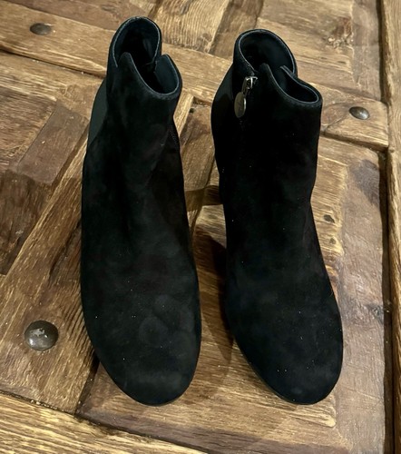 GEOX Botines 7.5 Mujer Gamuza Botín Negro Talla Cremallera Tacones - Imagen 1 de 6