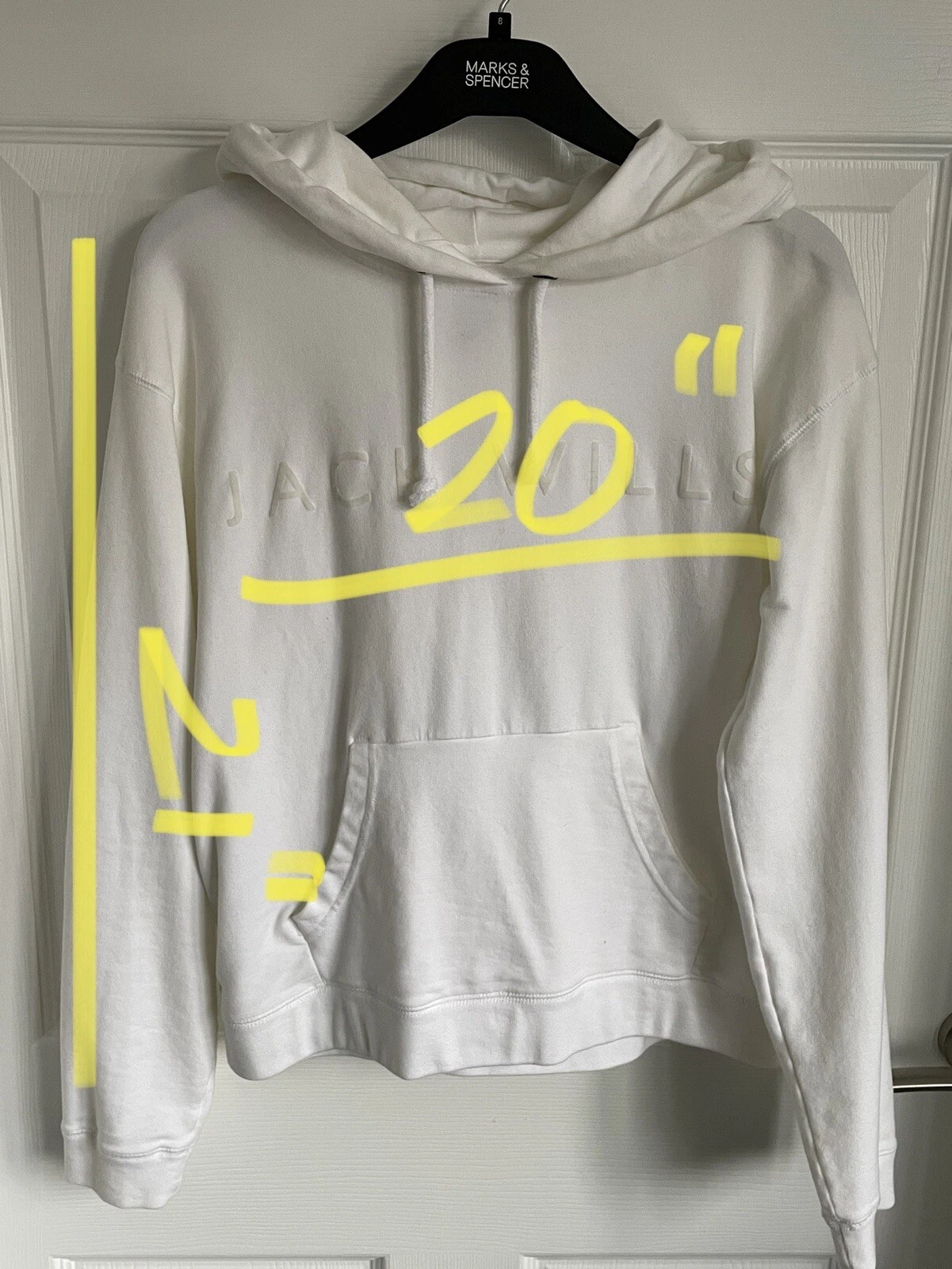 OFF WHITE Maglione donna bianco sporco JACK WILLS sopra la testa manica lunga con cappuccio Taglia 10