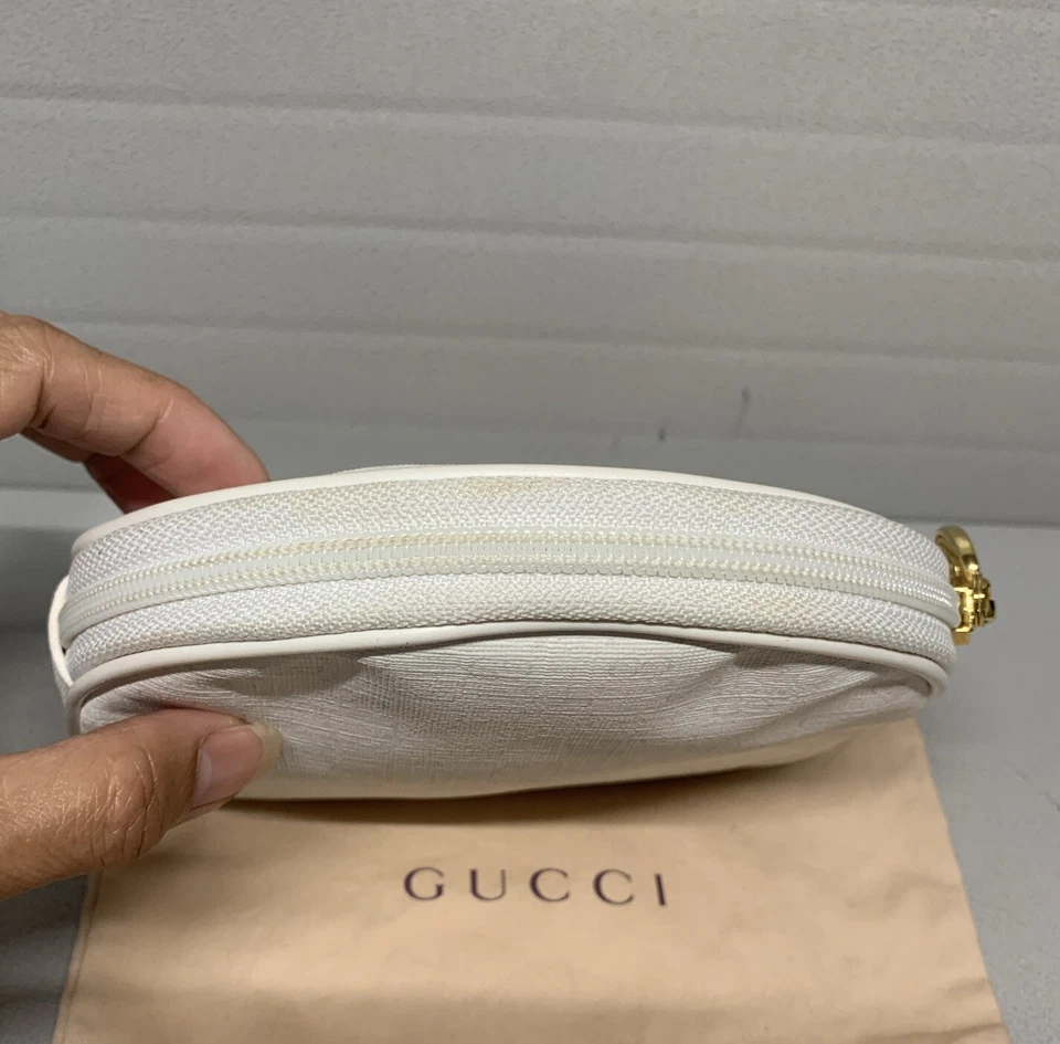 Винтажный GUCCI белый ПВХ GG мини монограмма маленький молнии вокруг мешок - Изображение 4 из 4