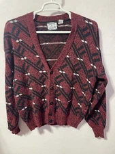 vtg SOSTANZA FASHION POLICE size L button front cardigan sweater Boho preppy