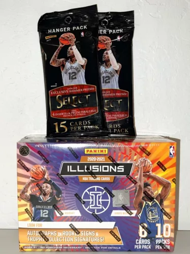 2020-21 Panini Illusions Basketball Mega Box + 2x 2021-22 Select Hanger Pack LOT