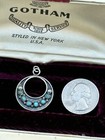 Vintage Old Sterling Silver Petit Point Turquoise Necklace Pendant — photo 2
