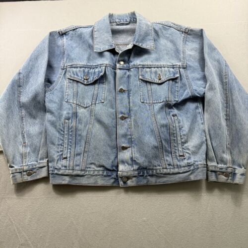 Vintage Wrangler Hero Blue Trucker Denim Jean Jacket Mens See Measurements