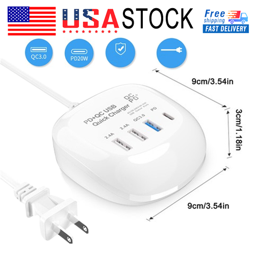 USB Charging Station Hub Power Adapter 50W Fast Charger for Phone Tablet