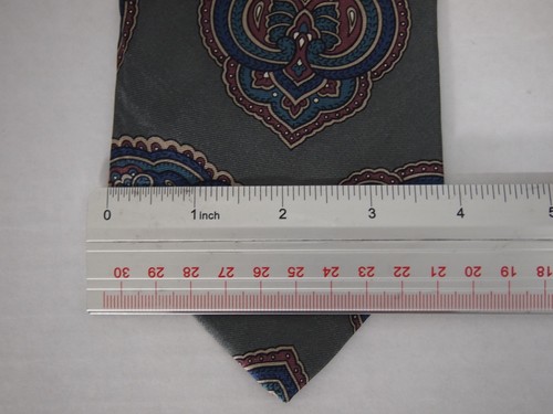 Robert Stock Herren Krawatte Krawatte Grau Rosa Blau Geometrisch 55" Kurz 100% Seide - Bild 4 von 4